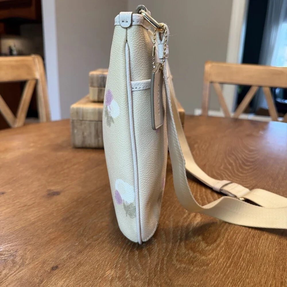 Coach 37588 Taylor Beachwood Floral Leather Crossbody Bag Beige Medium
